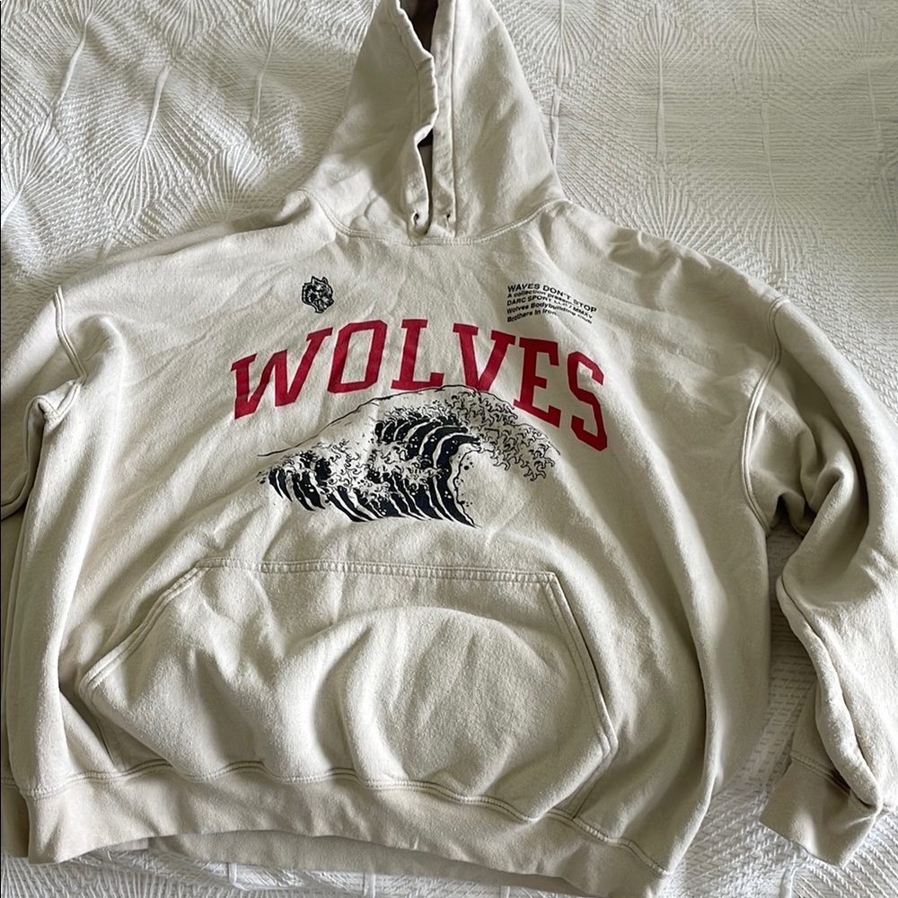 Beige Wolves Crewneck Hoodie